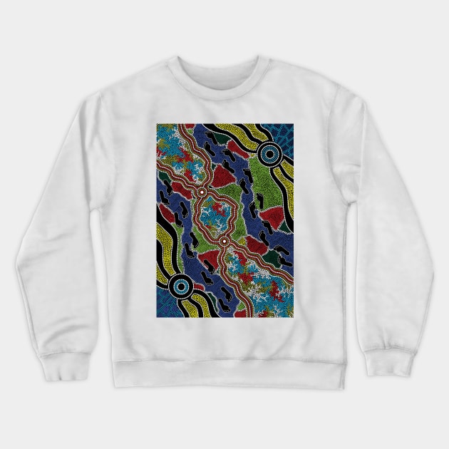 Aboriginal Art - Walking The Land 2 Crewneck Sweatshirt by hogartharts